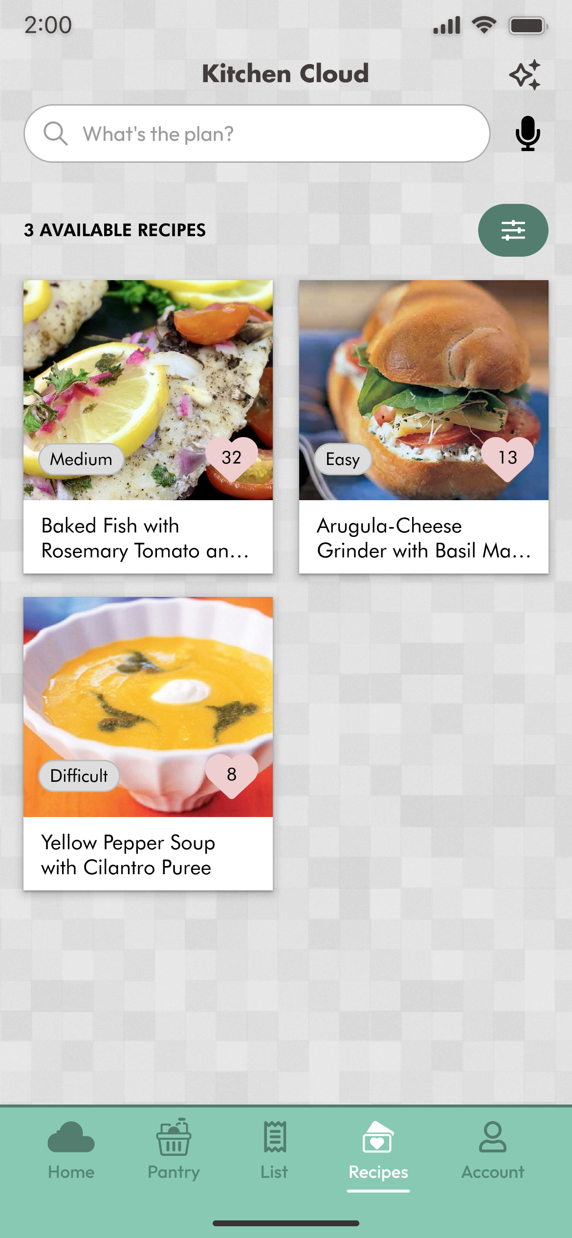 Suggested recipes based from pantry items